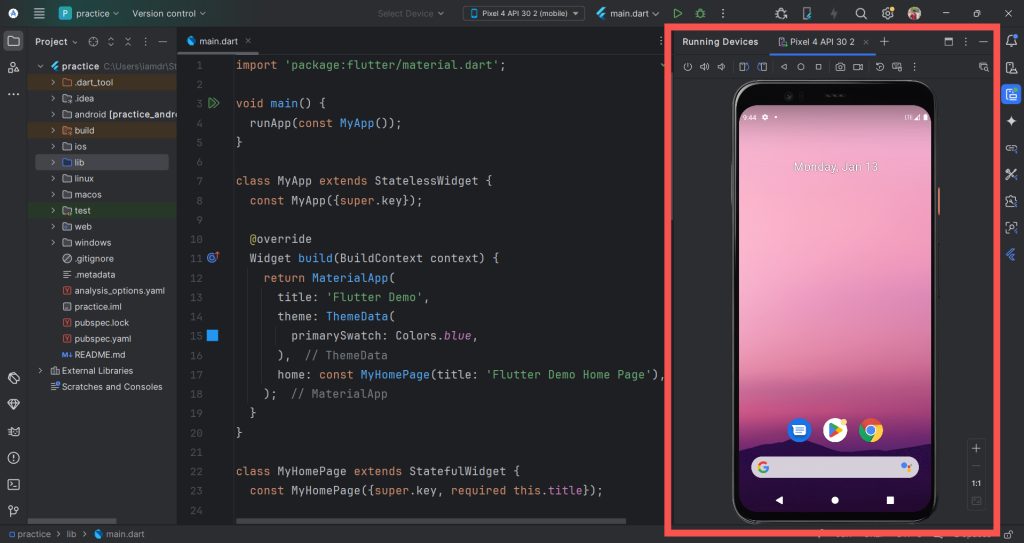 How to open mobile emulator in Android Studio?